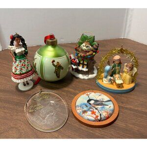 Assorted Vintage Christmas Holiday Ornaments Lot Of 6